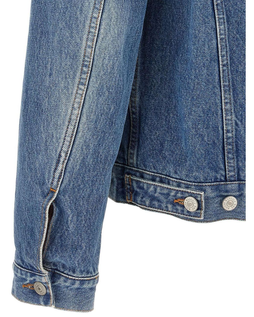 MM6 by Maison Margiela Blue Checked Collar Denim Jacket for men