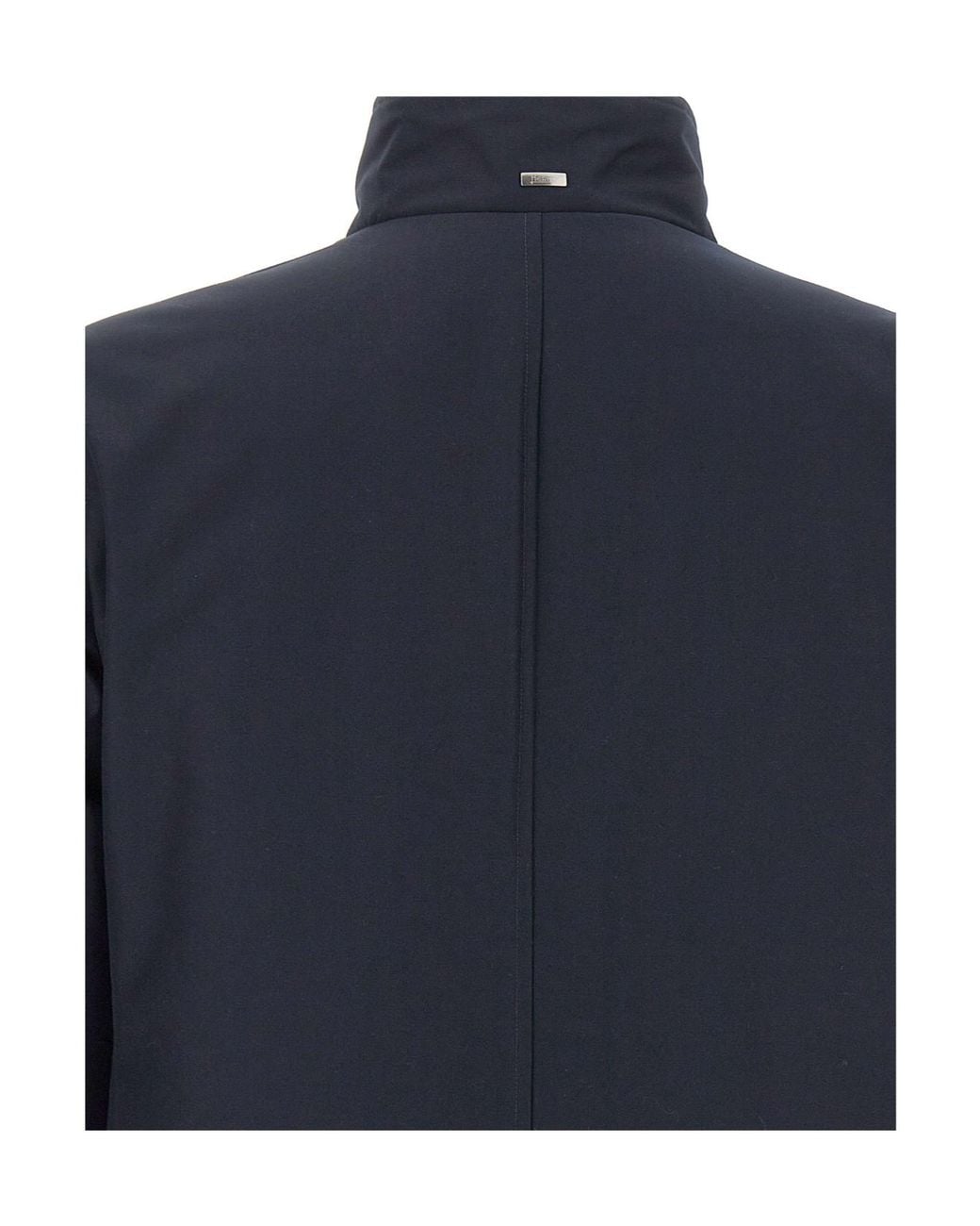 Herno Blue Double-Breasted High-Collar Coat for men