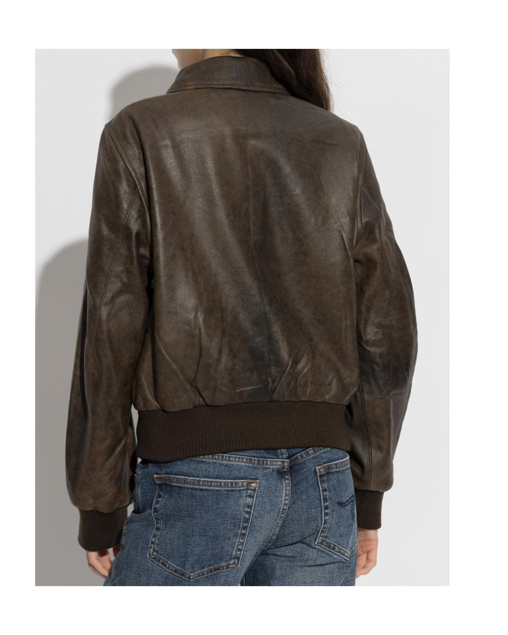 R13 Brown Boyfriend Distressed Leather Jacket
