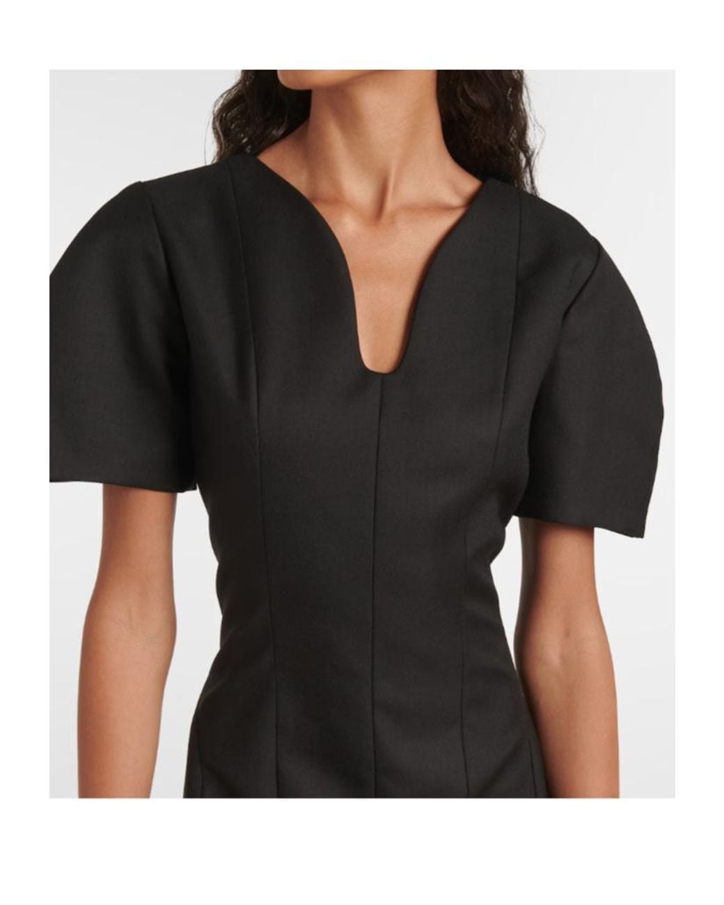 Nina Ricci Black Wool Gabardine Midi Dress