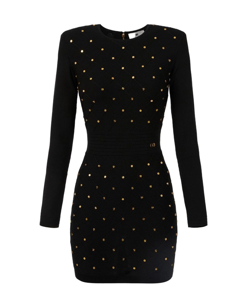 Elisabetta Franchi Black Lisabetta Franchi Diamond-Shaped Pattern Knitted Mini Dress
