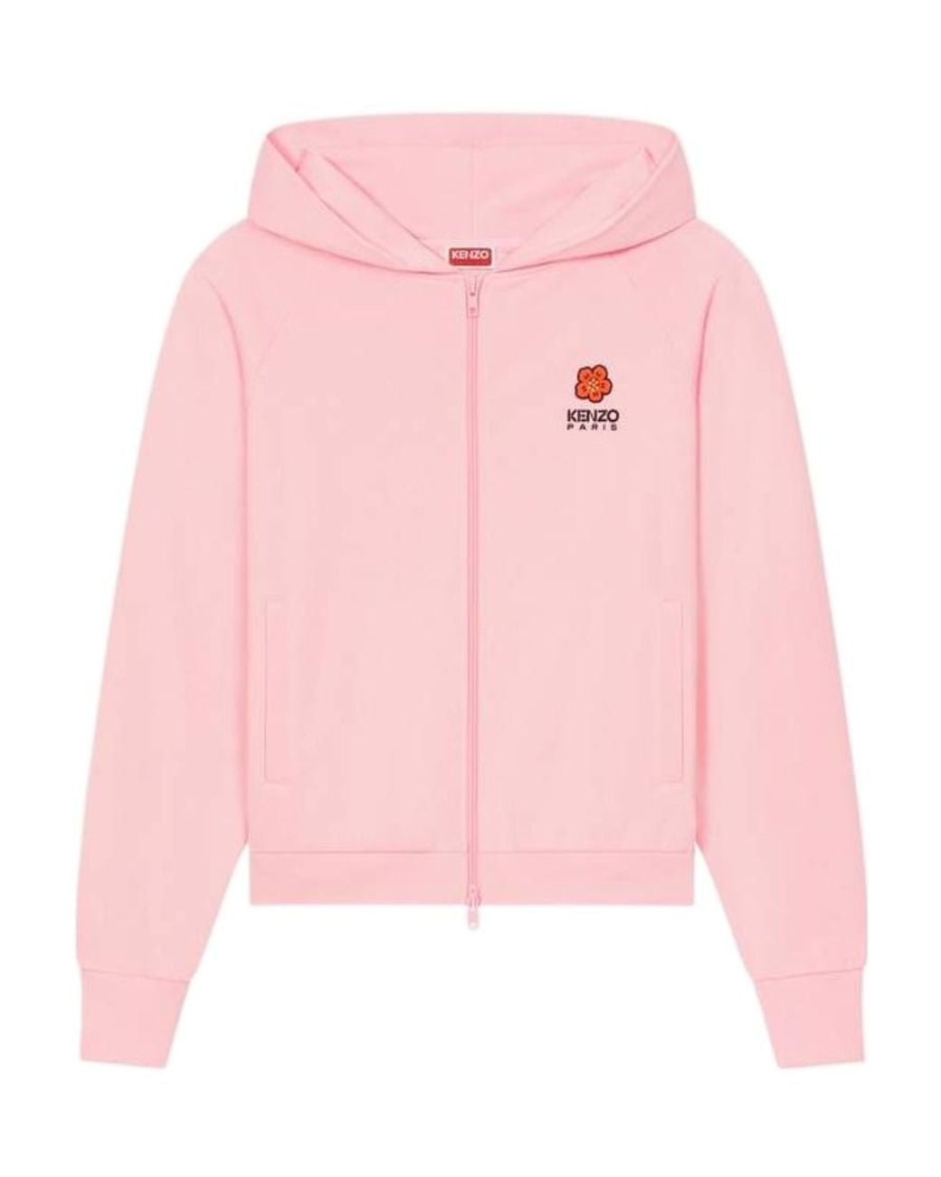 KENZO Pink 'Boke Flower Crest' Hooded Embroidered Zip-Up Cardigan