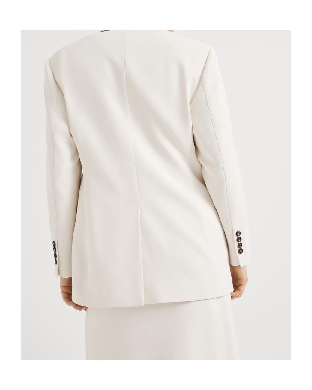 Brunello Cucinelli White Comfort Viscose Couture Twill Blazer With Monili