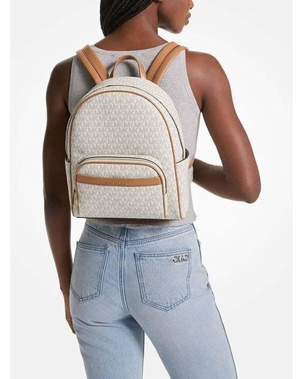 MICHAEL Michael Kors Natural Bex Medium Signature Logo Backpack
