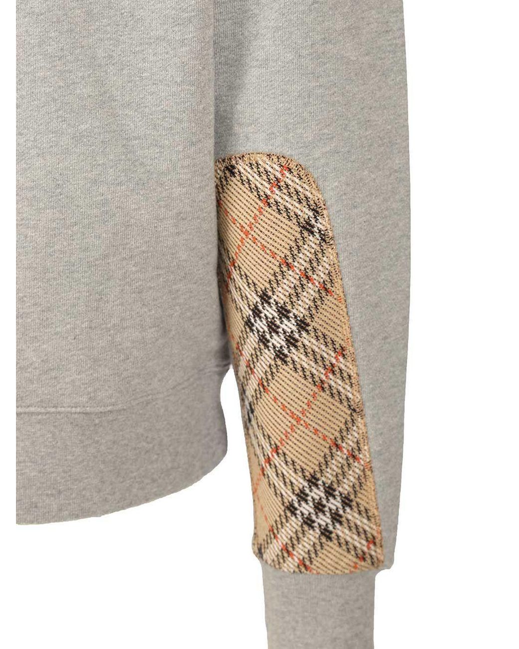 Burberry Gray Check Motif Cotton Hoodie for men
