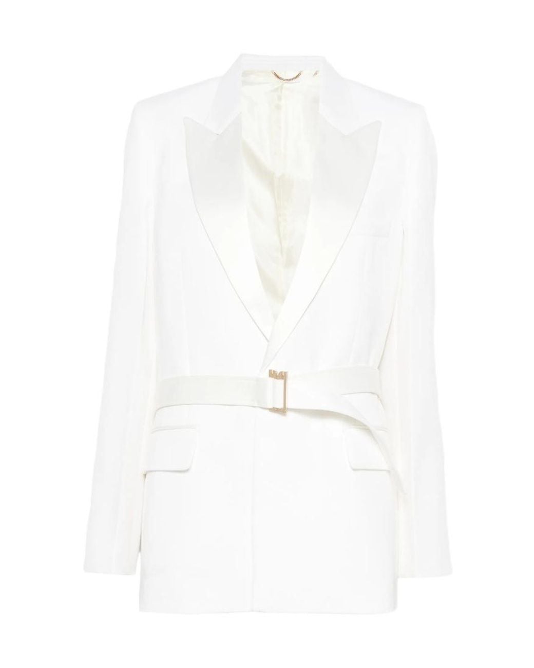 Victoria Beckham White Belted Tailored Jacket