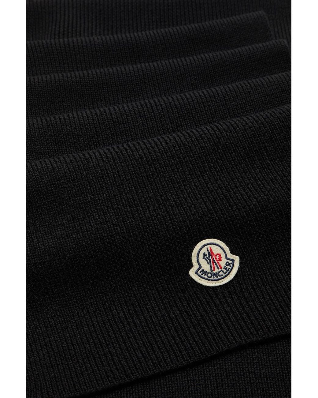 Moncler Black Logo Patch Knit Scarf for men