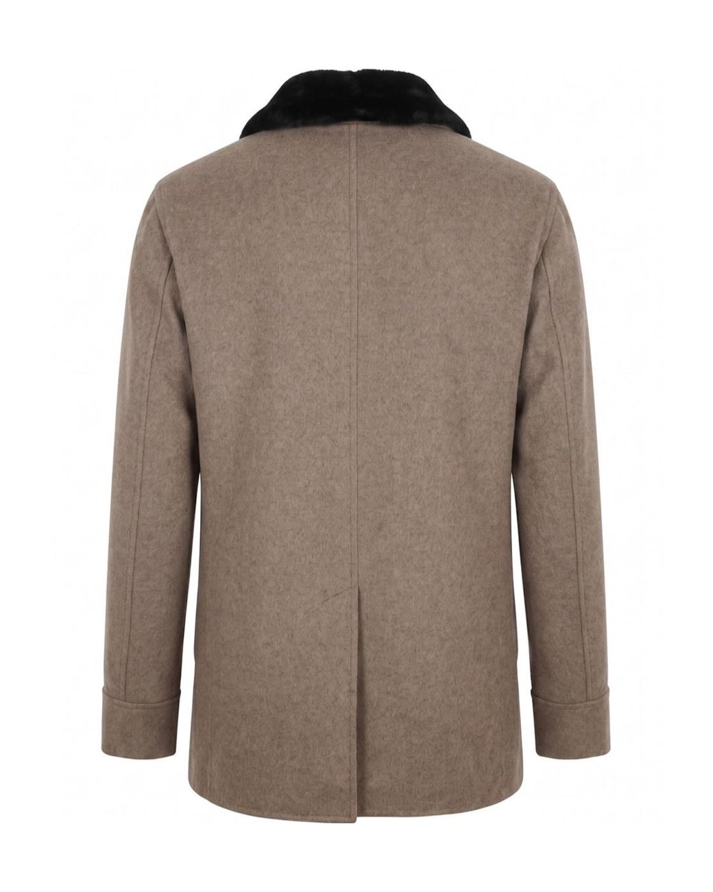 Montecore Brown Double-Breasted Faux-Fur Collar Coat for men