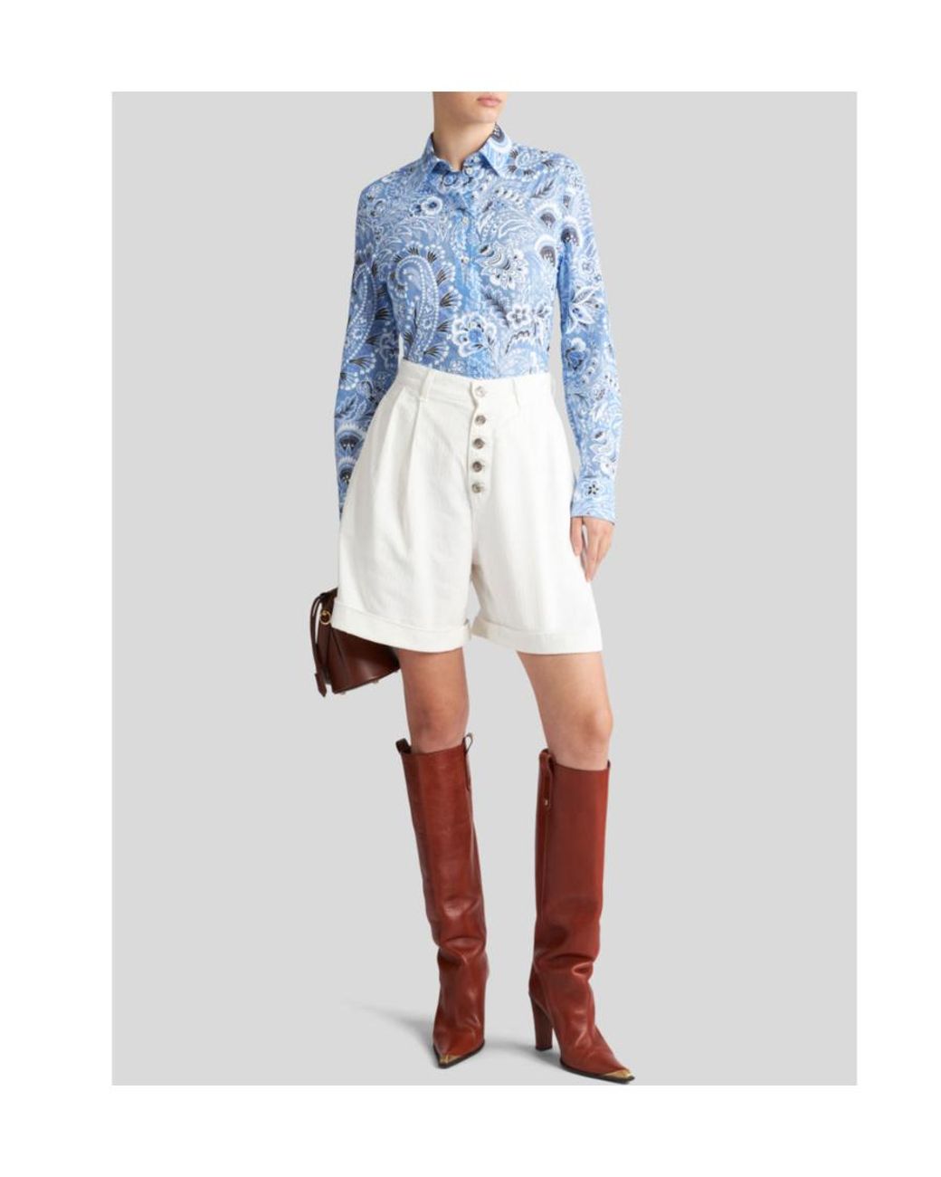 Etro Blue Paisley Printed Buttoned Shirt