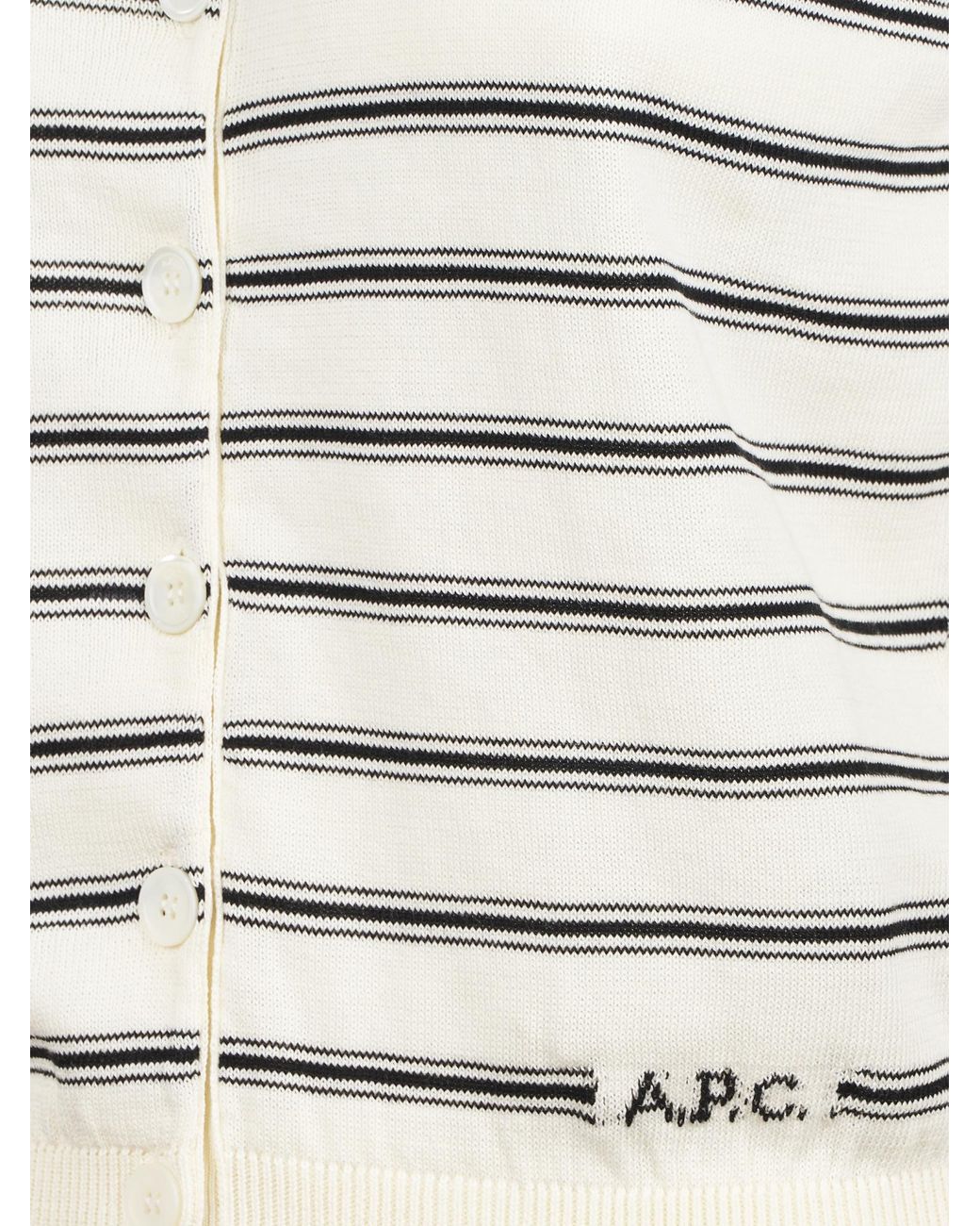 A.P.C. White Cardigan A Righe Ecru