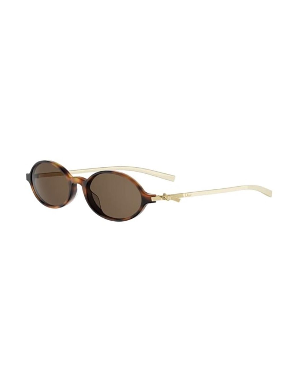 Dior White Eyewear Bow R2I Oval Frame Sunglasses