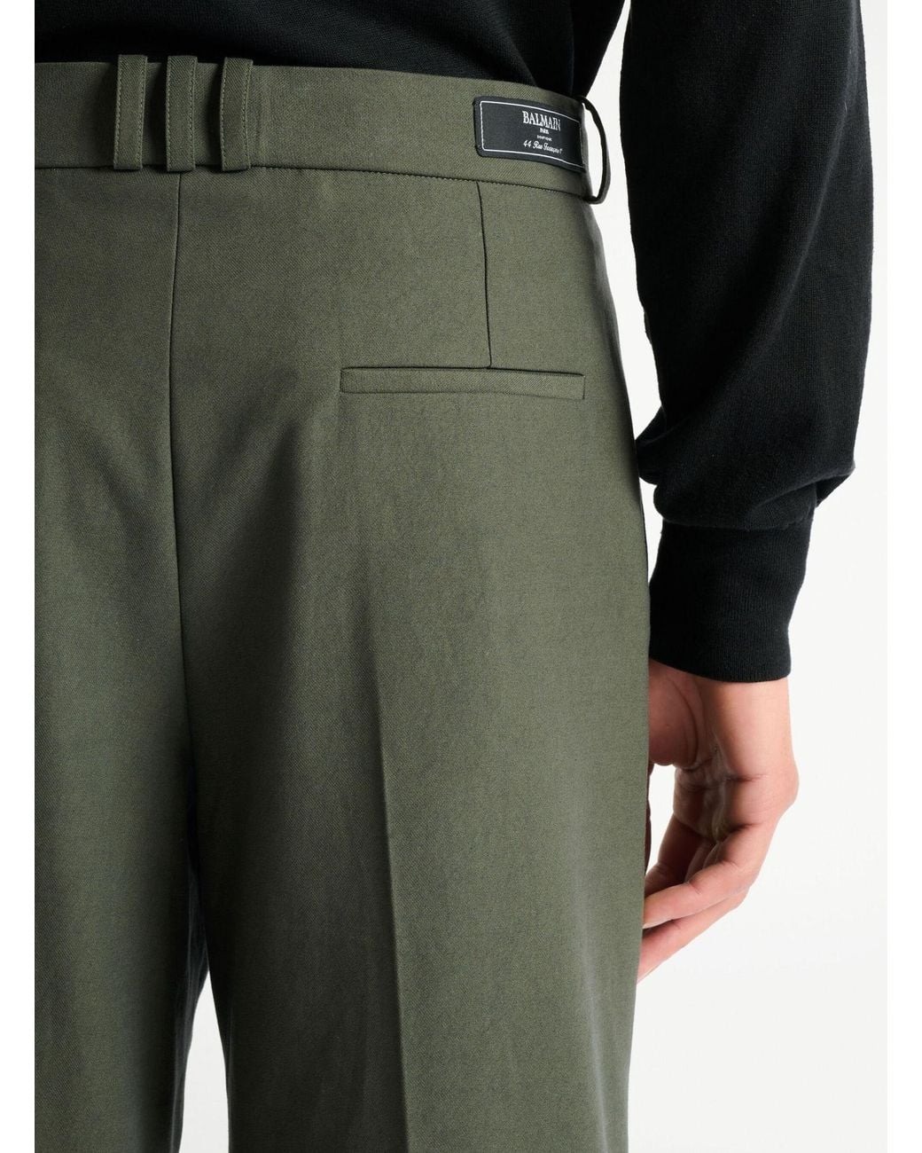 Balmain Gray Cotton Twill Trousers for men