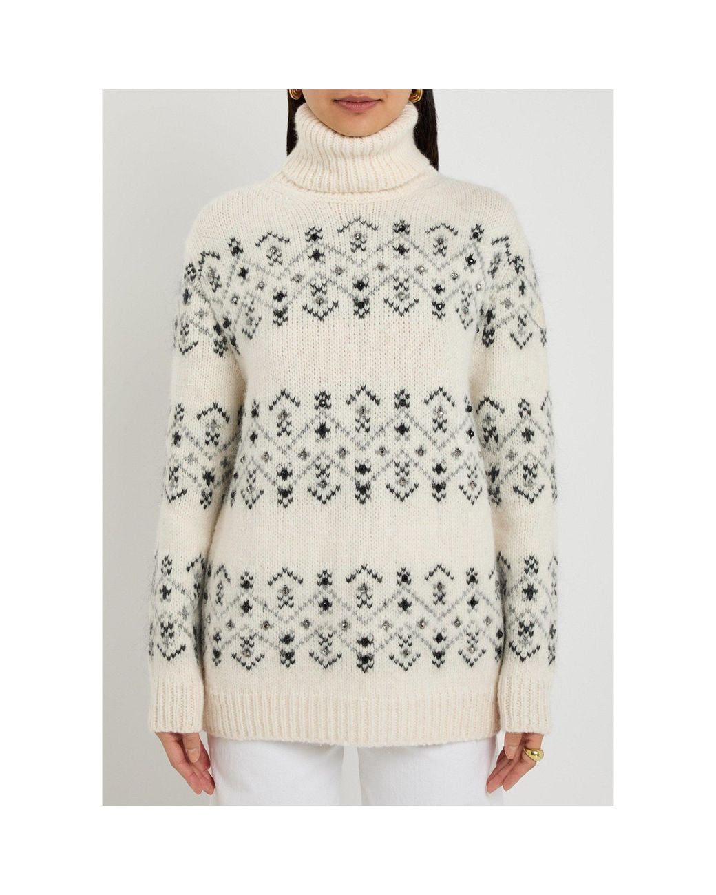 Moncler White Funnel-Neck Jumper
