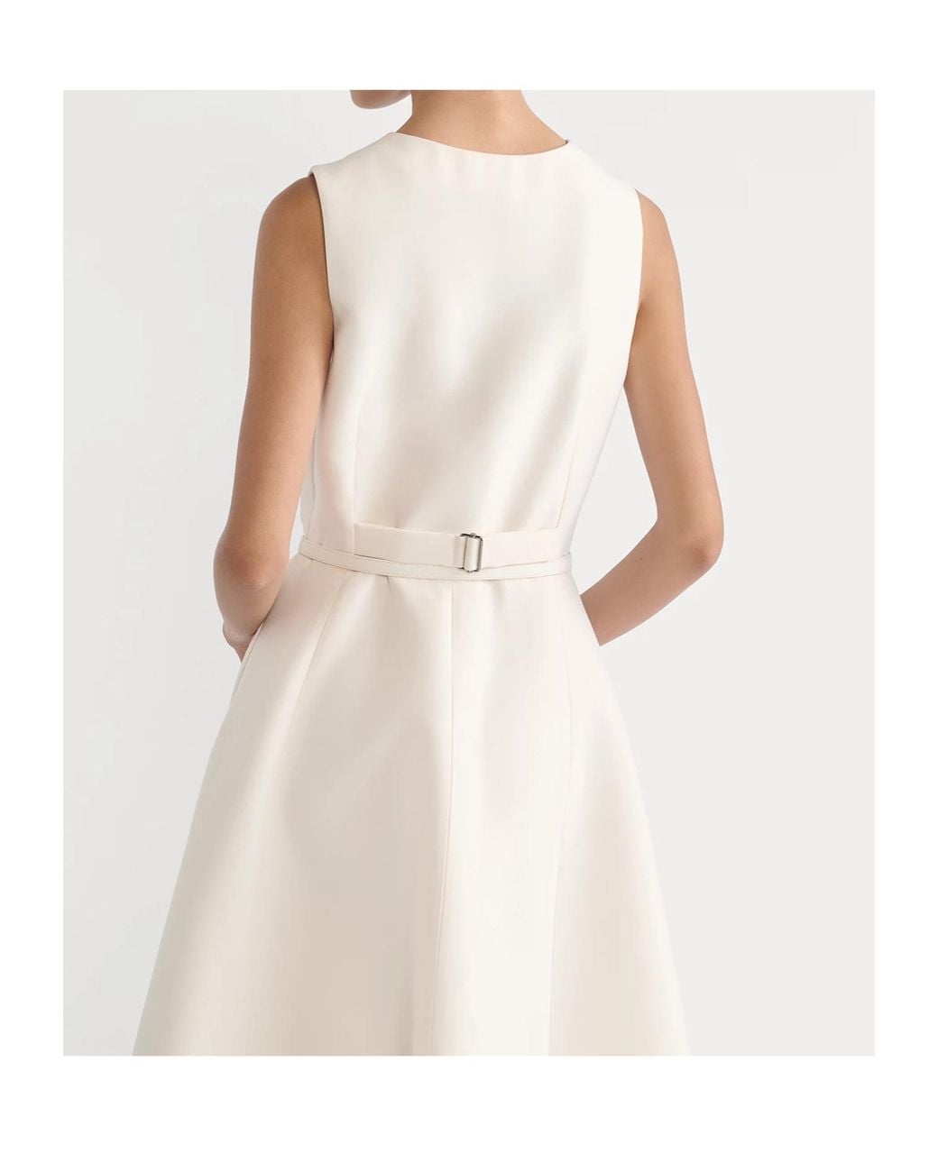 Dior White Mid-Length Flared Dress With Belt