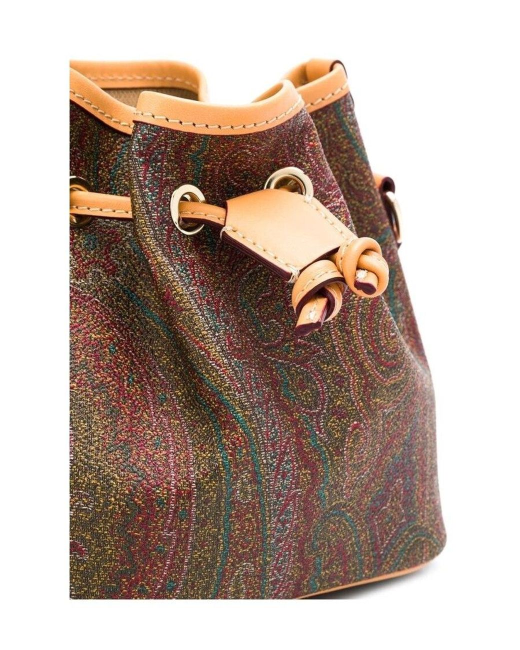 Etro Brown Paisley Print Bucket Bag