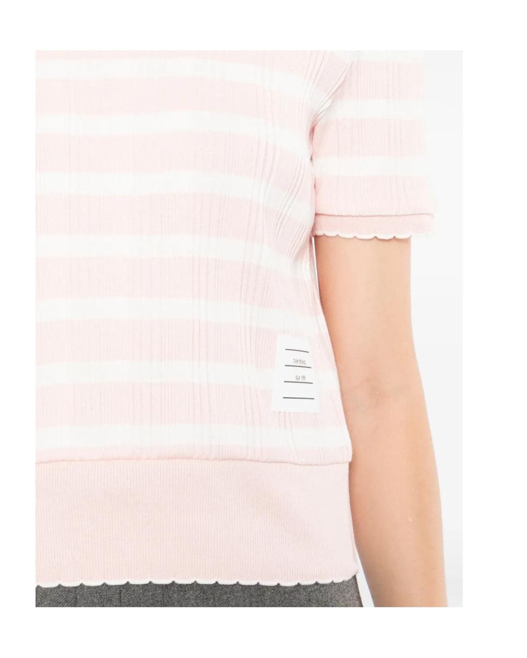 Thom Browne Pink Logo-Patched Striped T-Shirt