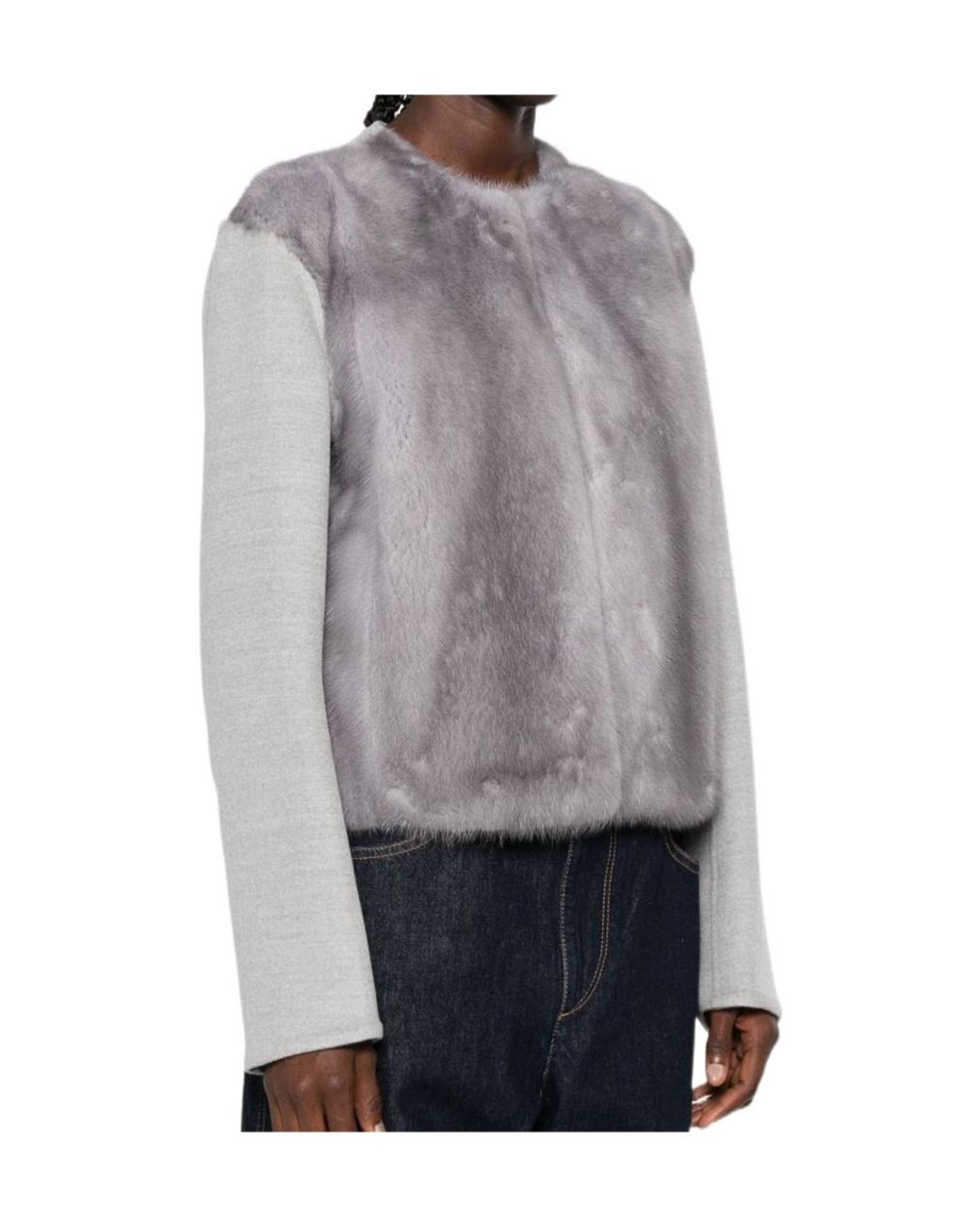Fabiana Filippi Gray Fur Coat