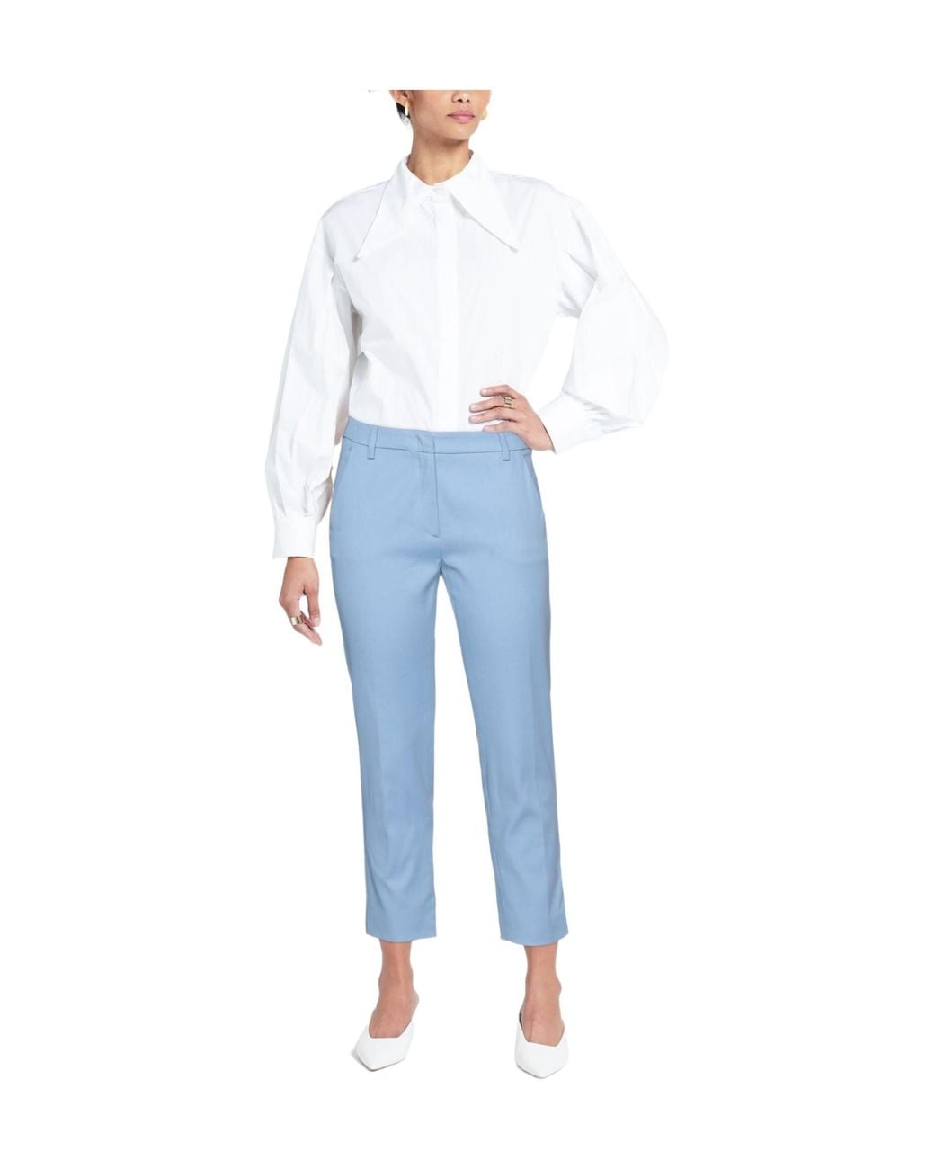 Weekend by Maxmara Blue Plain Color Casual Trousers