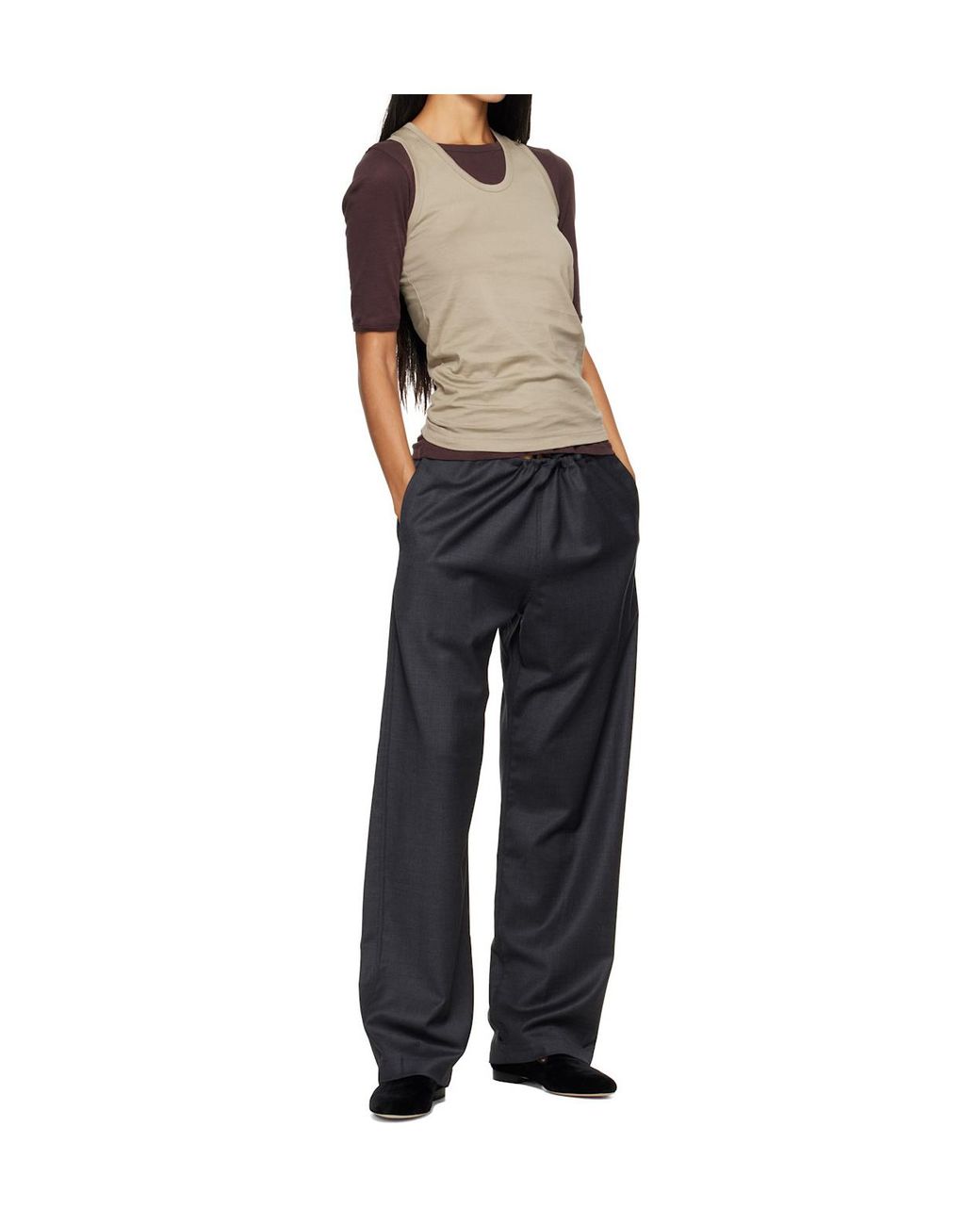 Ssstein Black Drawstring Casual Pants