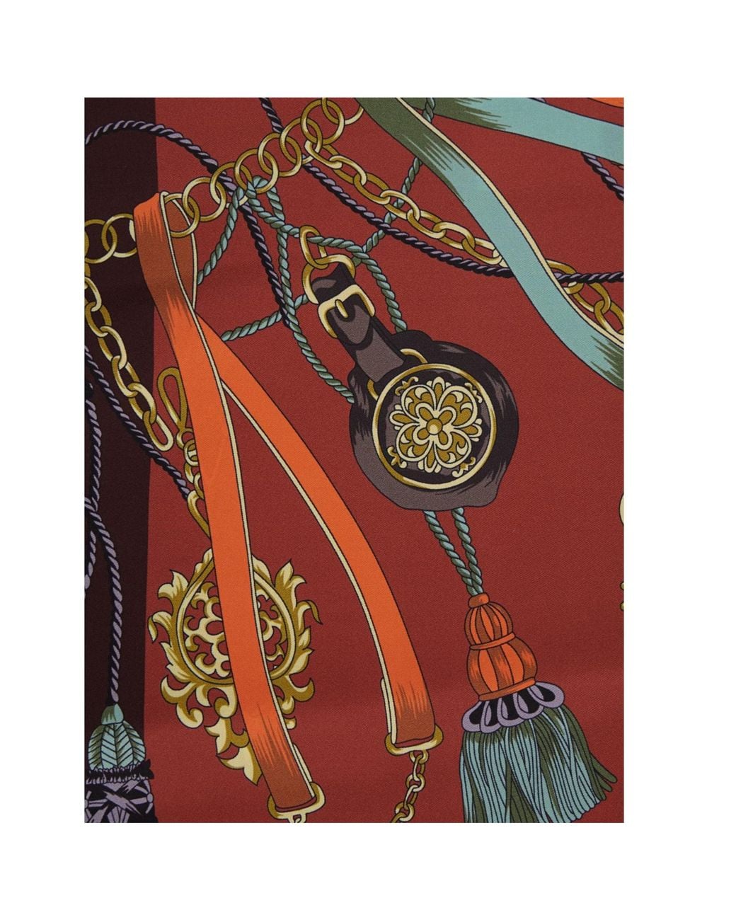 Etro Red Tassel Printed Scarf