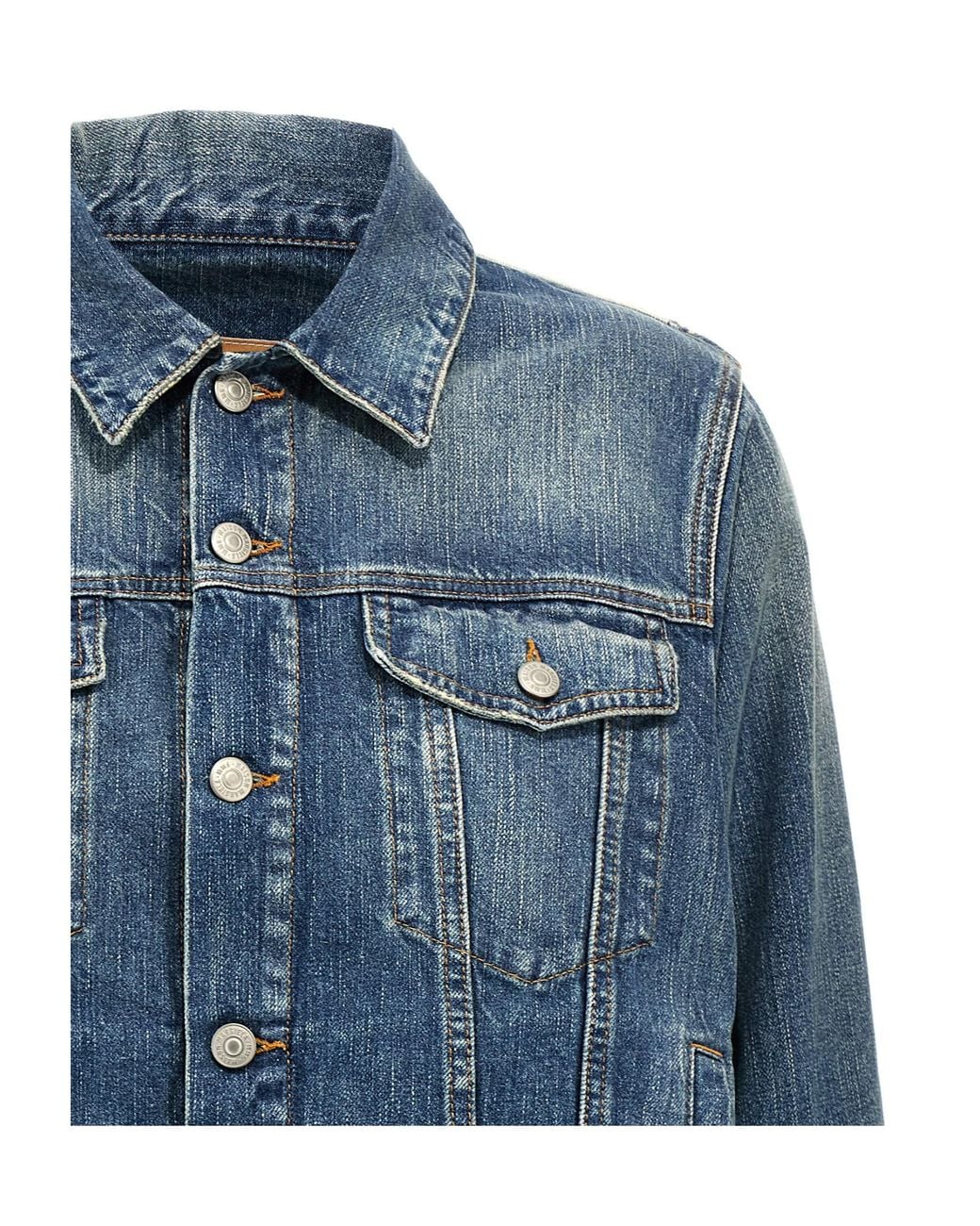 MM6 by Maison Margiela Blue Denim Distressed Jacket
