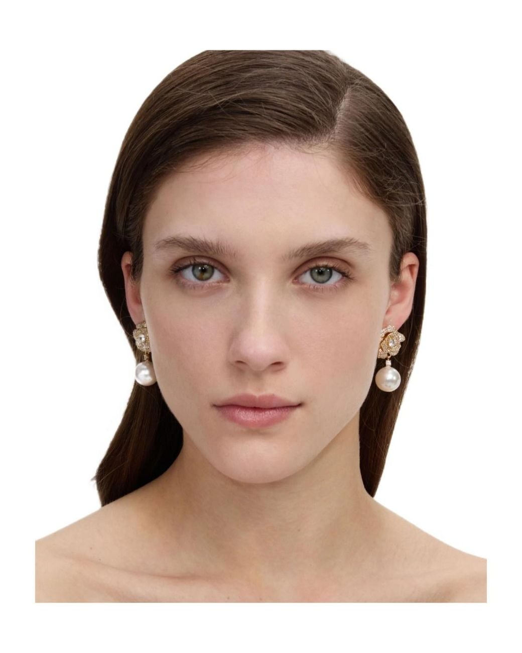 Self-Portrait Brown Floral Crystal Pearl Earrings