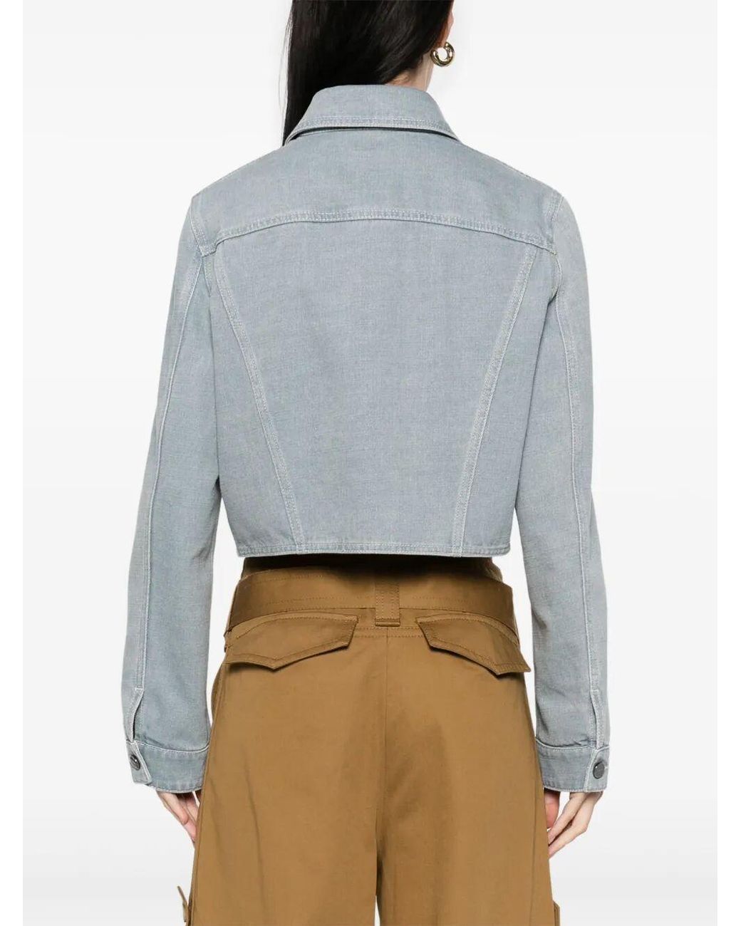 Fendi Blue Logo Detailed Denim Jacket