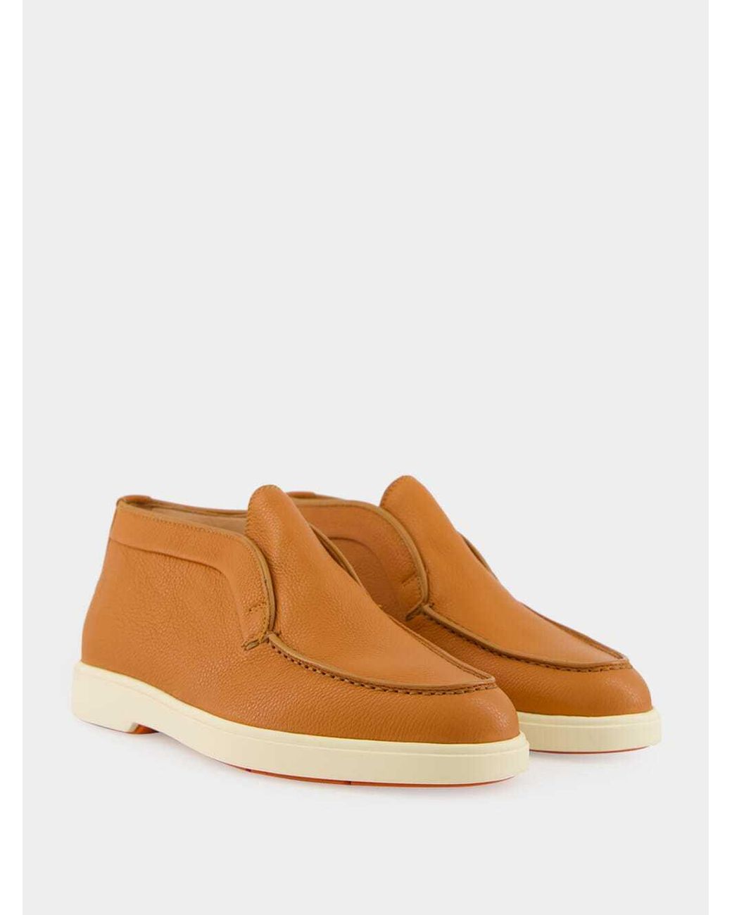 Santoni Brown Leather Slip-On Boots