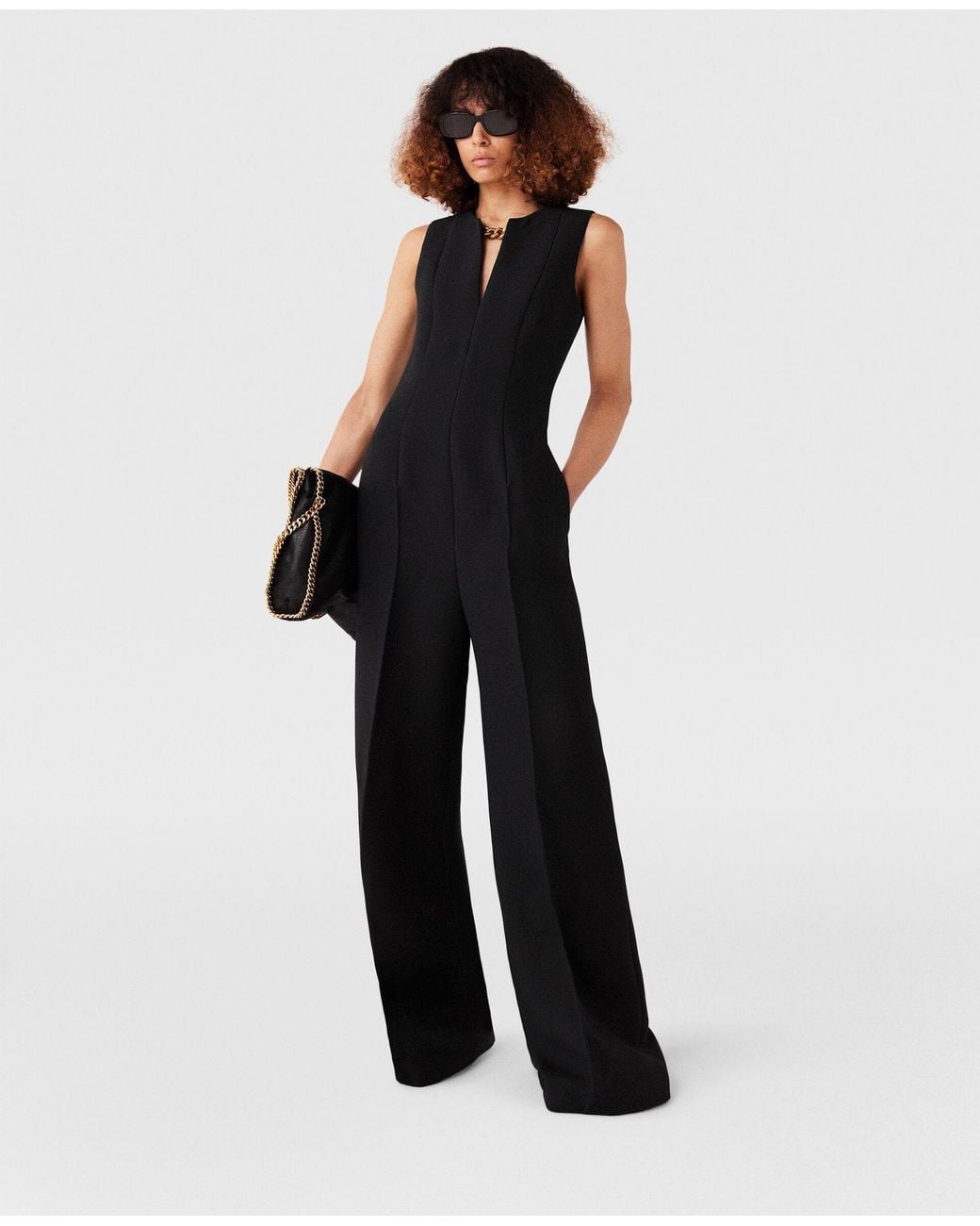 Stella McCartney Blue Chain Embellished Sleeveless Jumpsuit