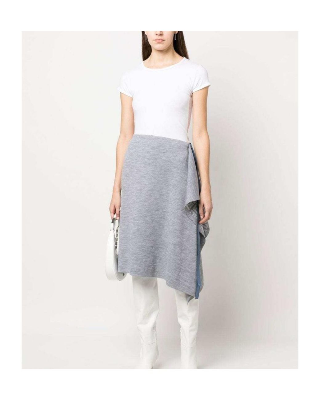 Fendi Gray Asymmetrical Hem Midi Skirt