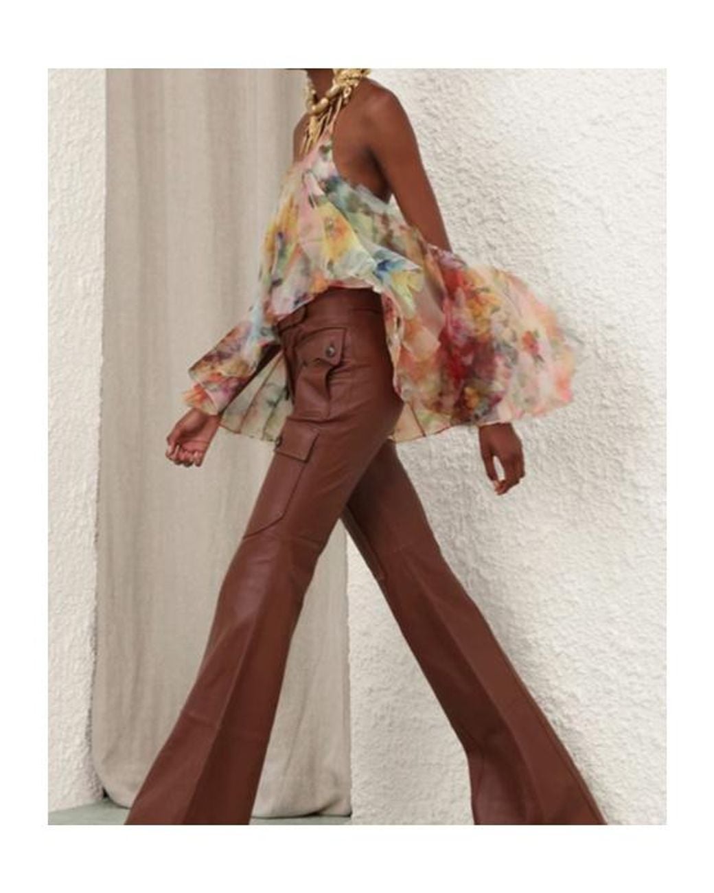 Zimmermann Multicolor Luna Ruffled Off-Shoulder Top
