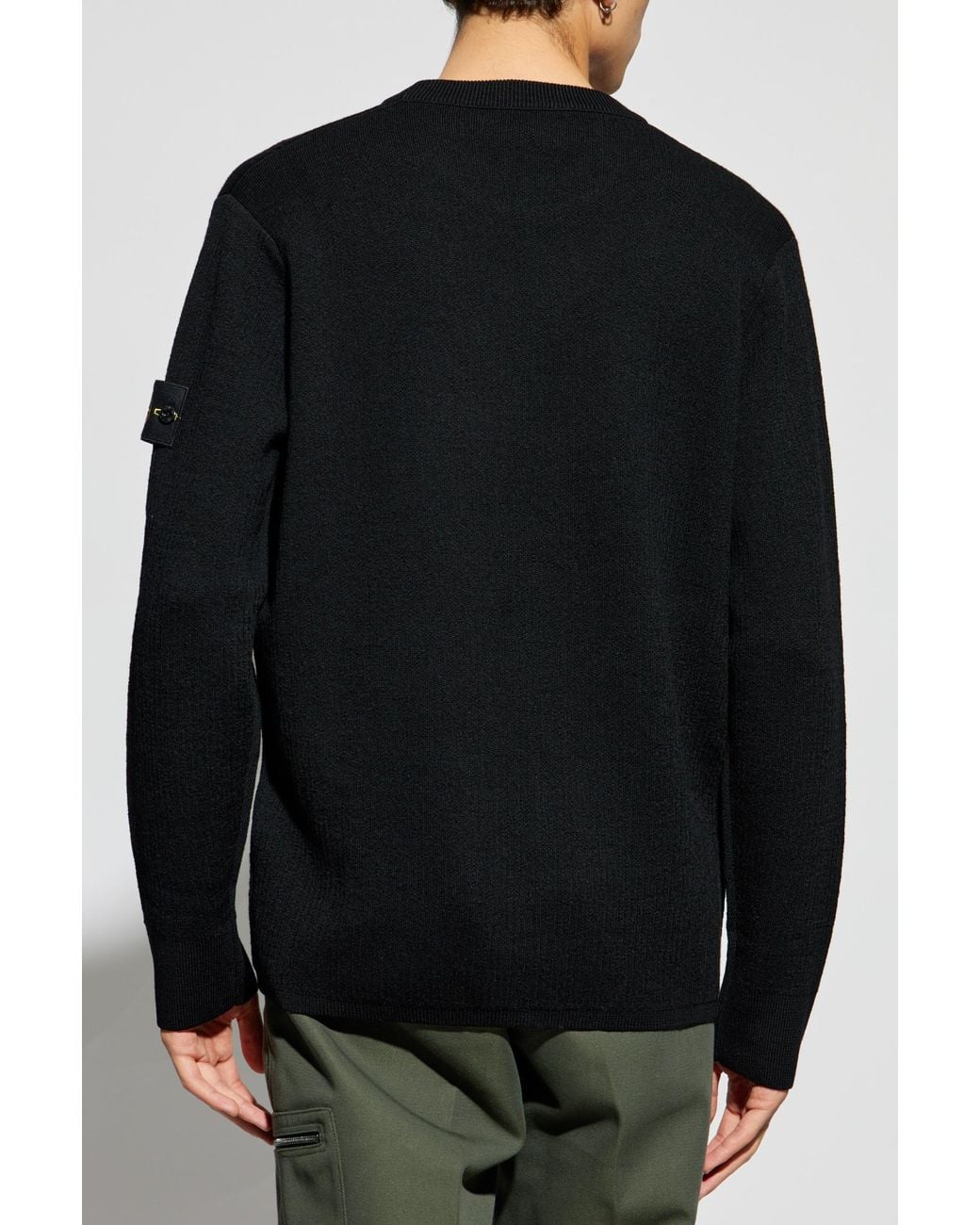 Stone Island Black Logo Patch Knitted Jumper for men