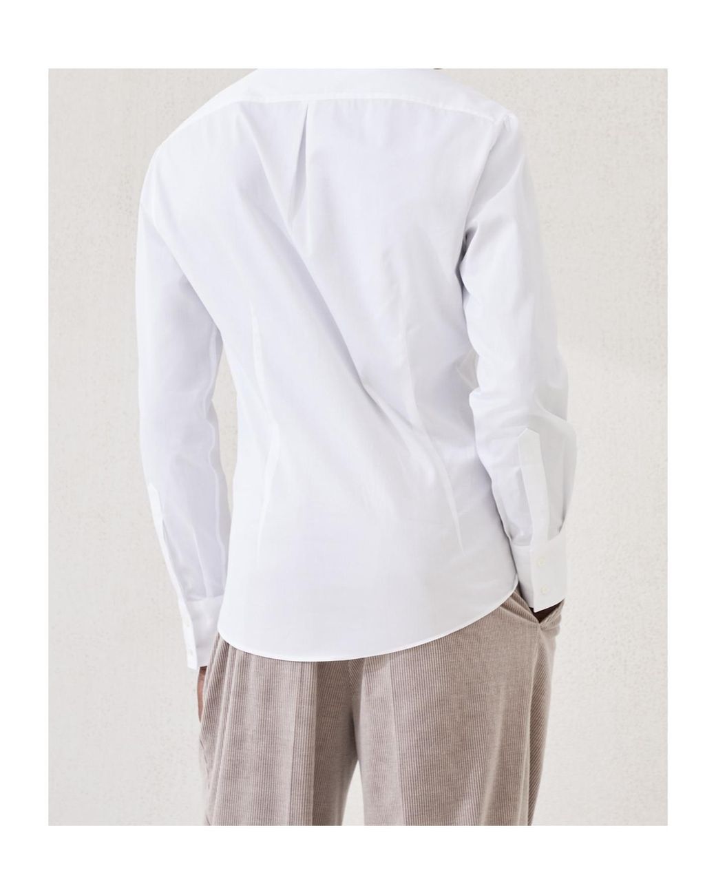 Brunello Cucinelli White Twill Slim Fit Shirt for men