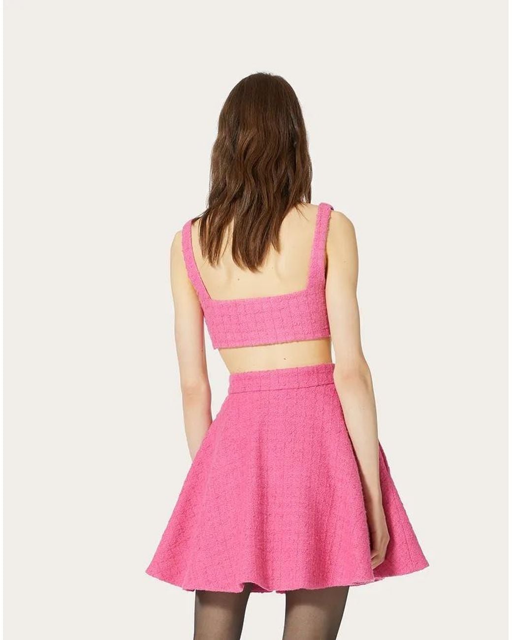 Valentino Pink Tweed Cropped Top