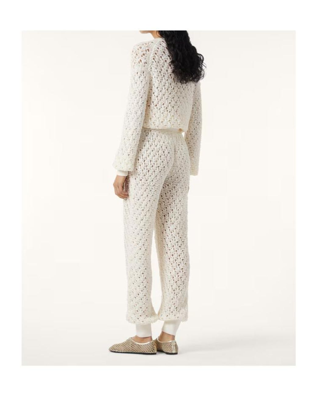 Loro Piana White Aida Openwork Knit Trousers
