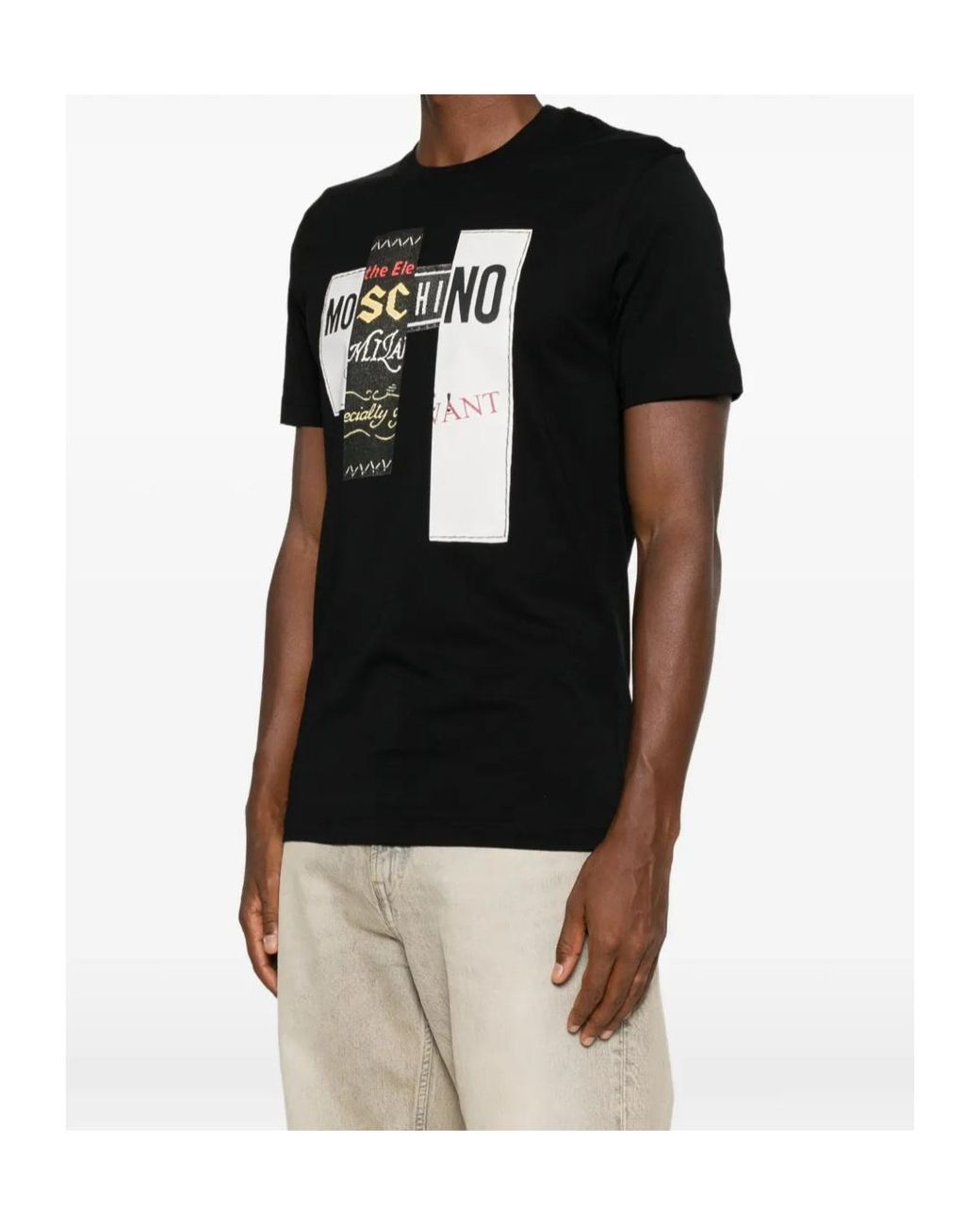 Moschino Black Logo-Print Short-Sleeve T-Shirt for men