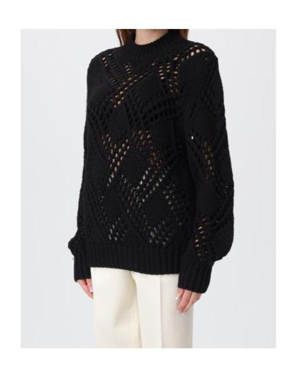 Jil Sander Blue Long-Sleeved Hollow Sweater