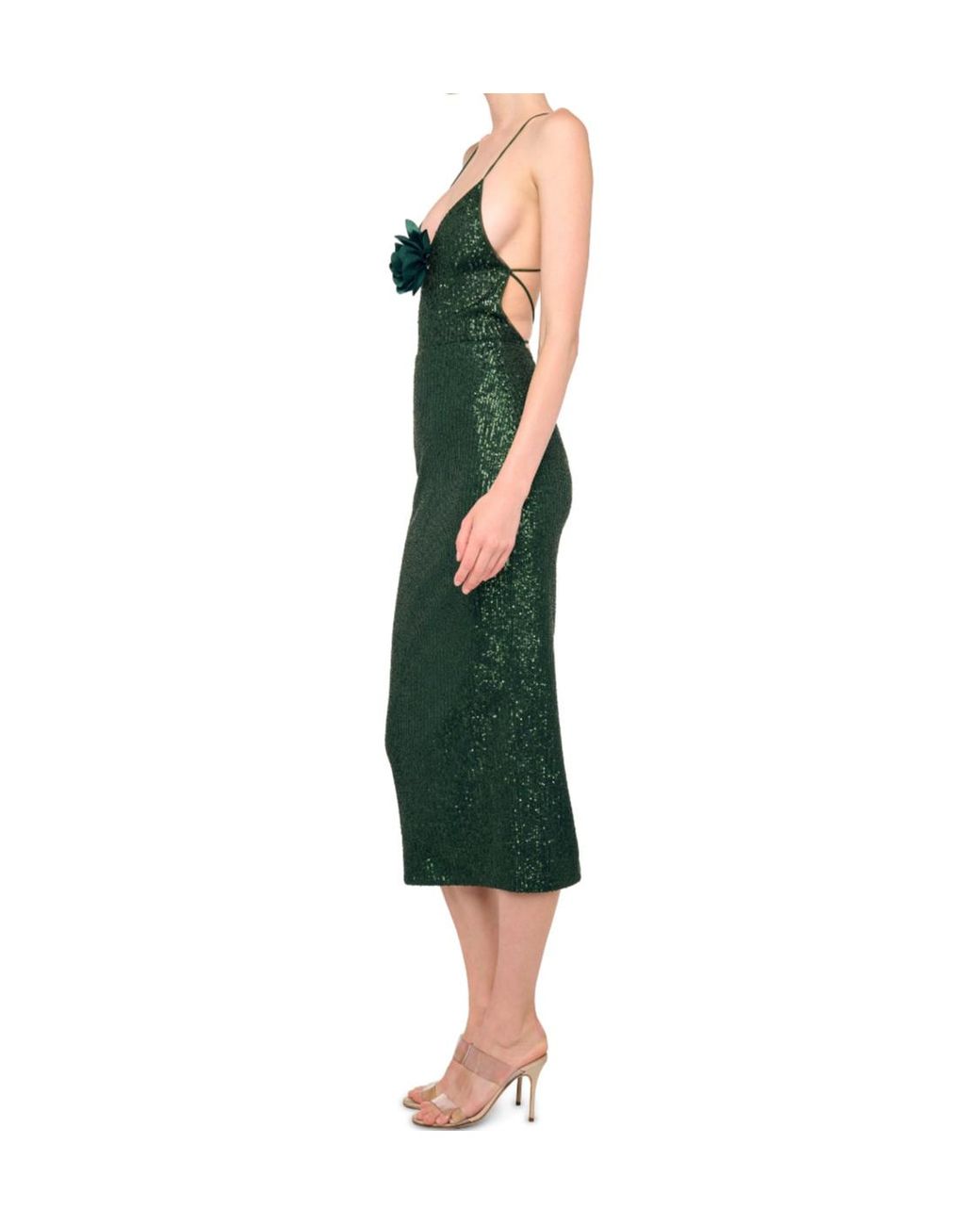 Norma Kamali Green Zip-Fastening Midi Skirt