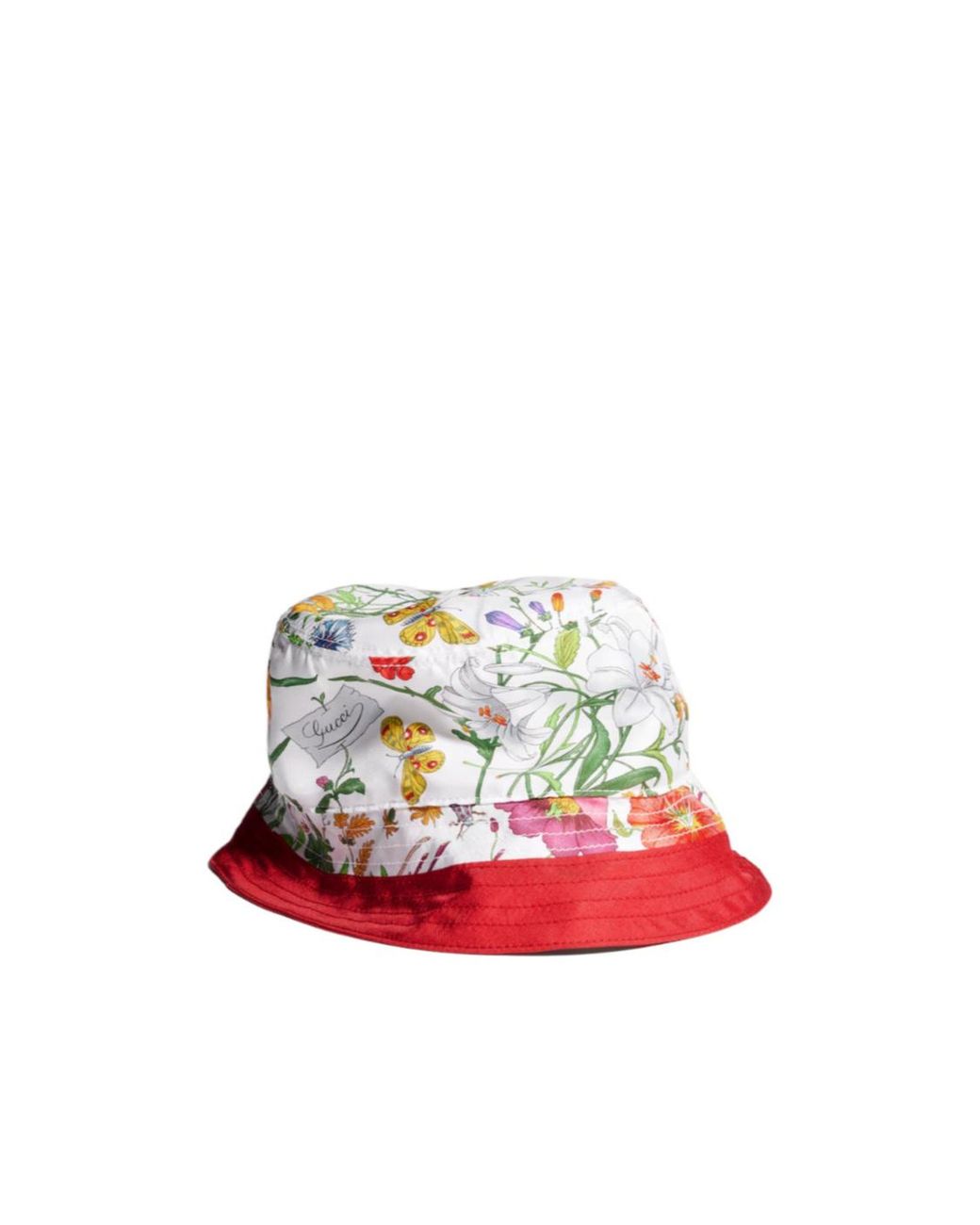 Gucci Red Printed Silk Twill Bucket Hat