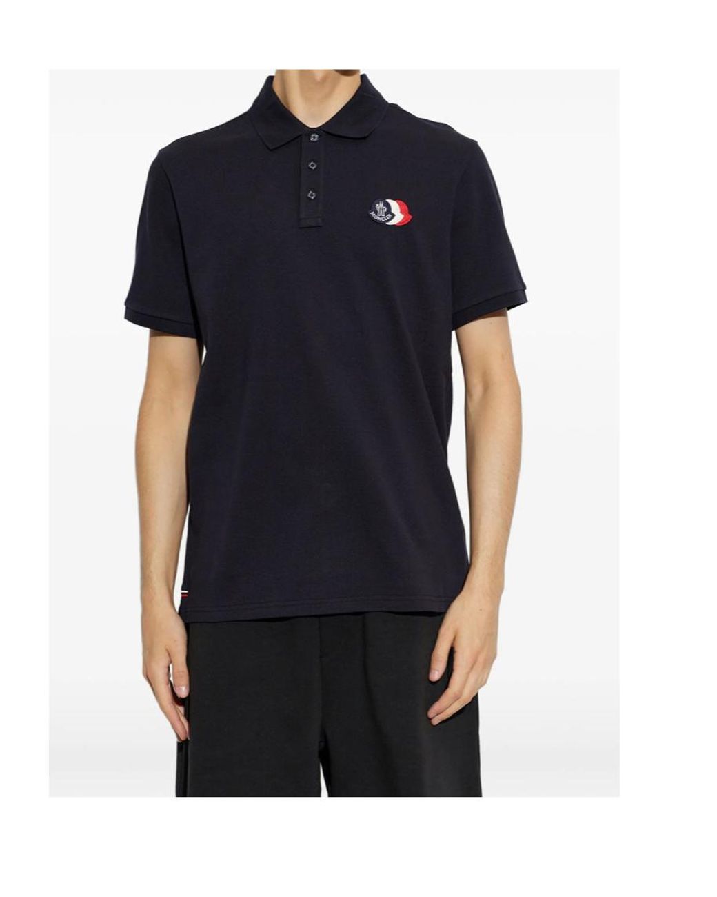 Moncler Blue Short-Sleeved Polo Shirt for men