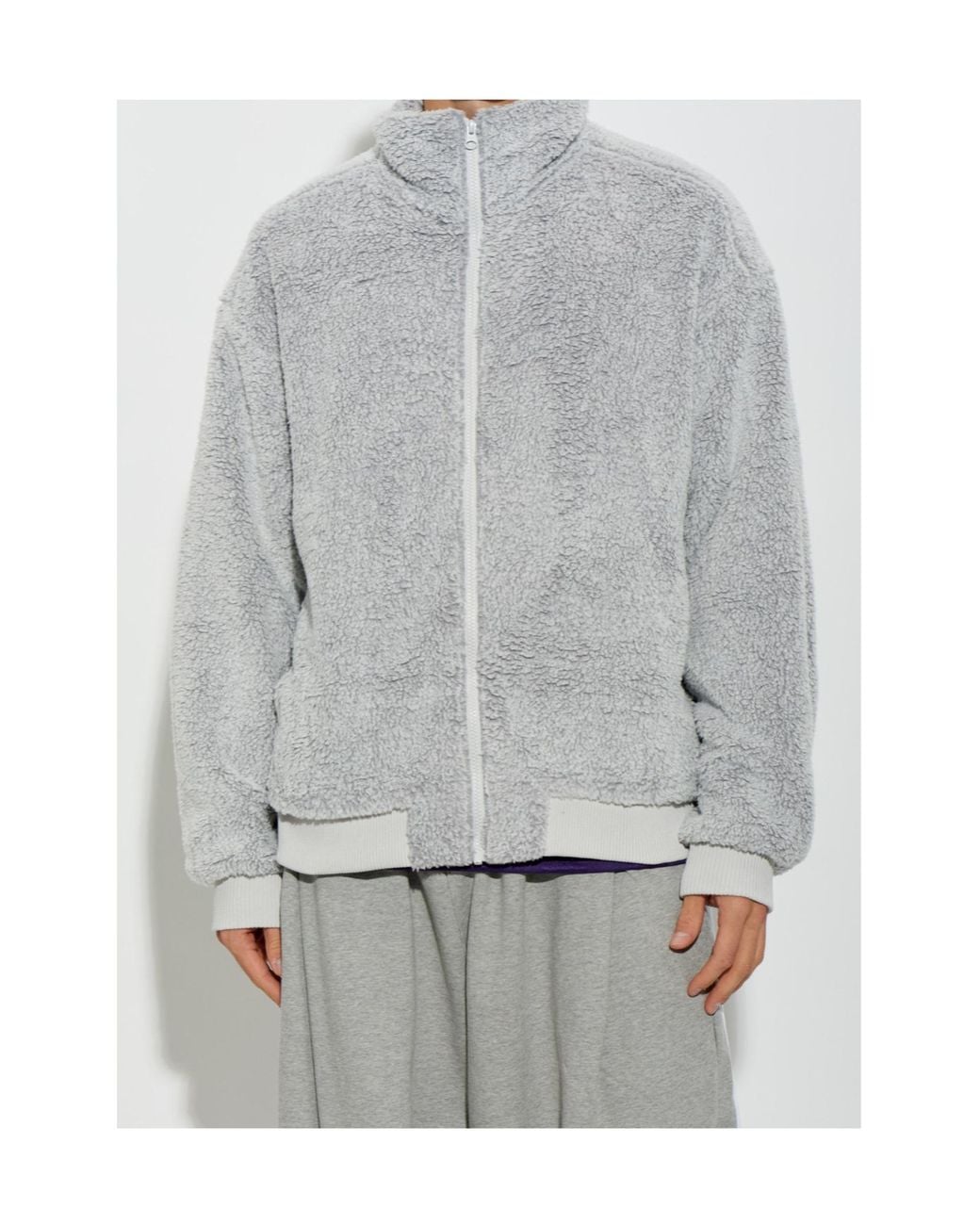 American Vintage Gray Sherpa Zip-Up Jacket for men