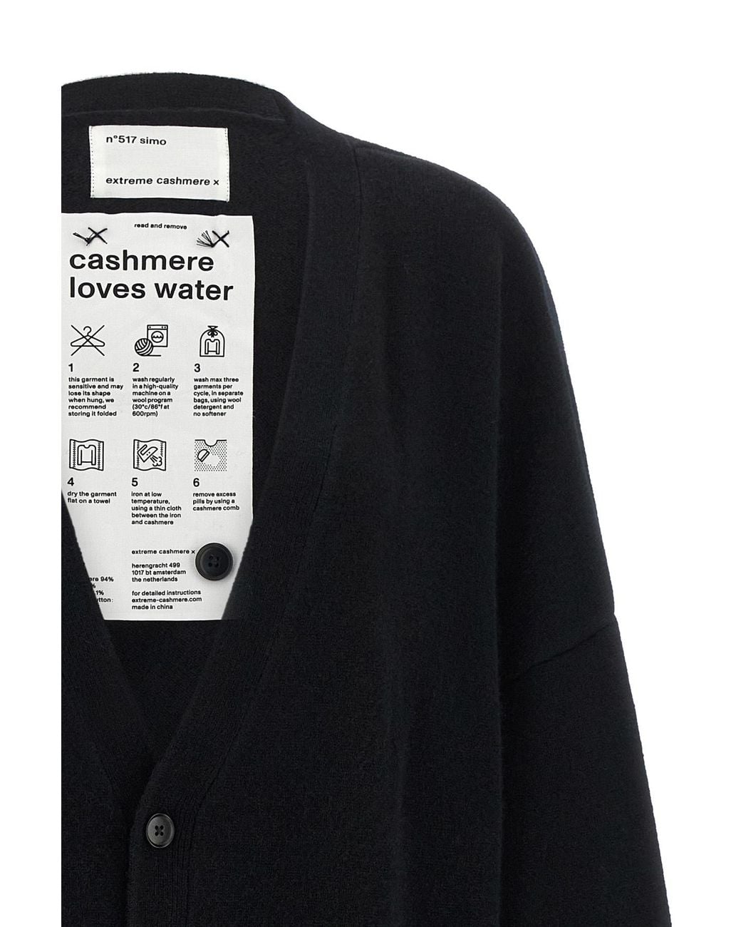 Extreme Cashmere Black Long-Sleeve Open-Front Cardigan