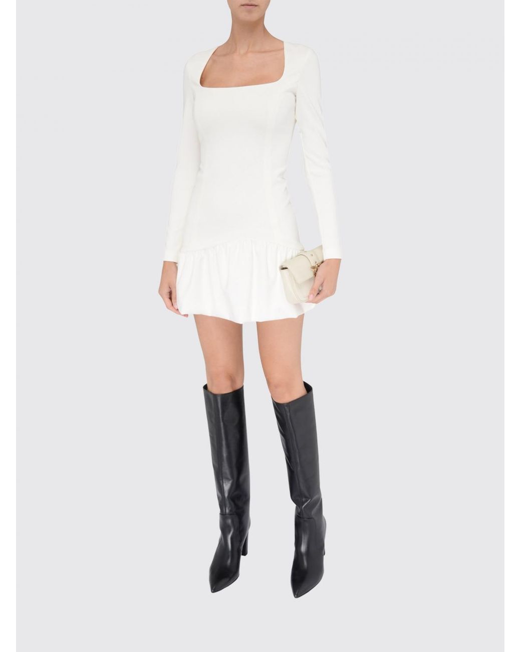 Pinko White Square-Neck Mini Dress