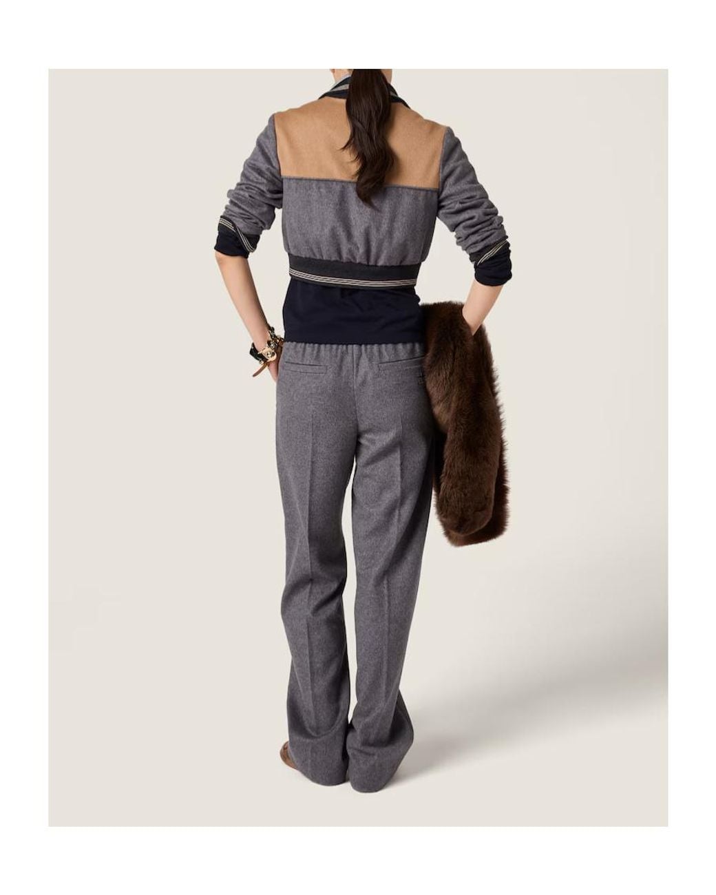 Miu Miu Gray Elasticated Waistband Trousers