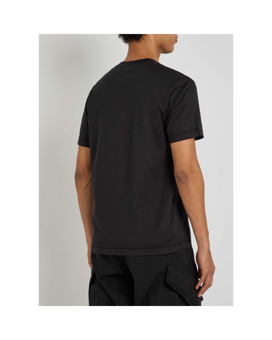 Stone Island Black Dyed Cotton T-Shirt for men