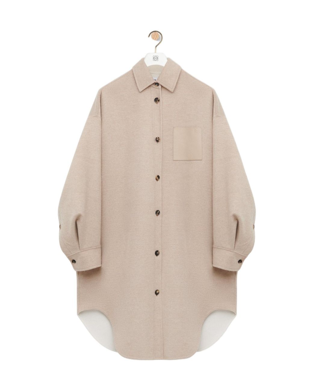 Loewe Natural Anagram Buttoned Patch-Pocket Overshirt