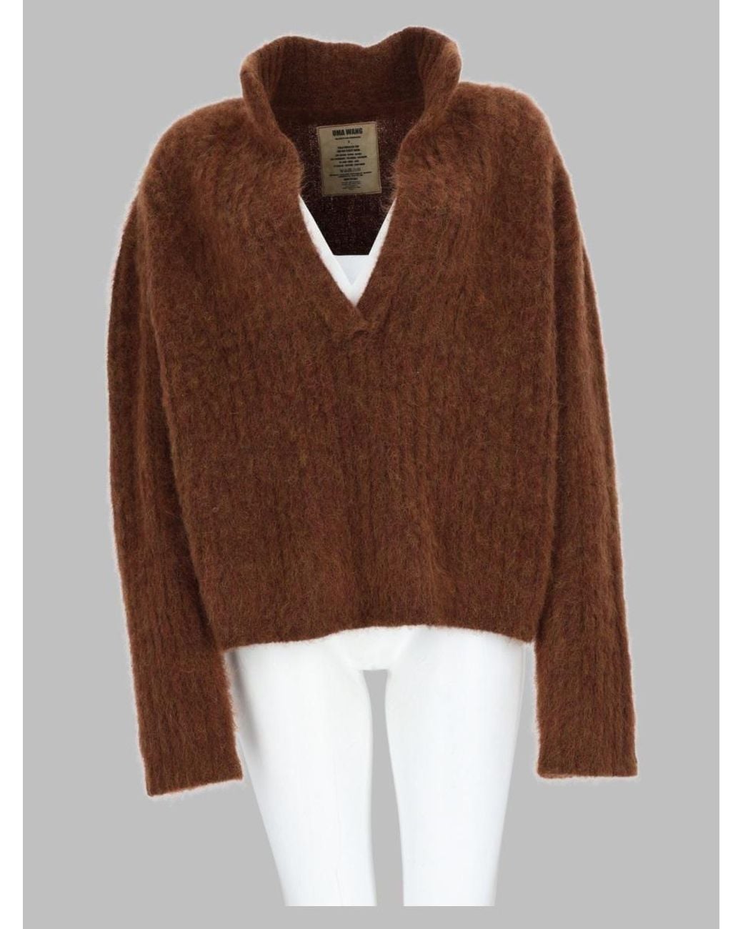 Uma Wang Brown Oversized Polo Sweater
