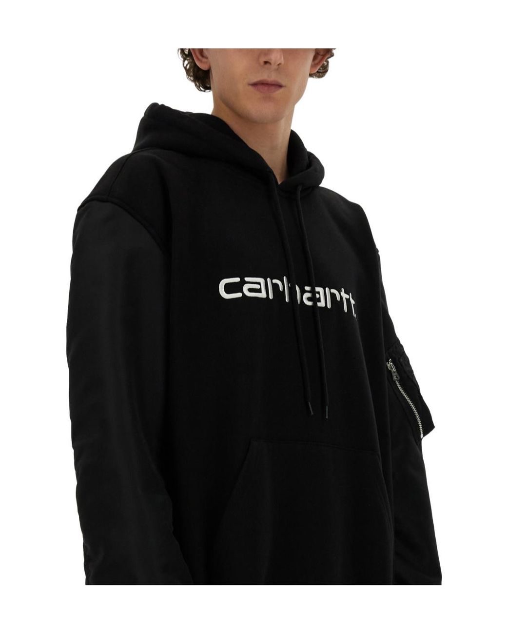 Junya Watanabe Black X Carhartt Oversized Fit Drawstring Hoodie for men
