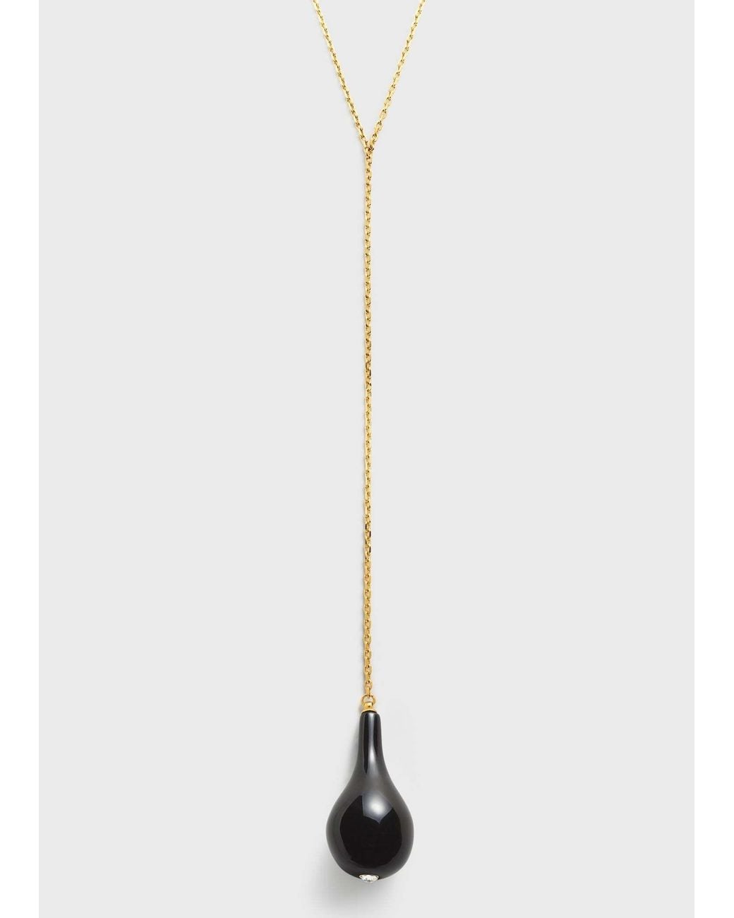 Totême White Large Onyx Teardrop-Pendant Necklace