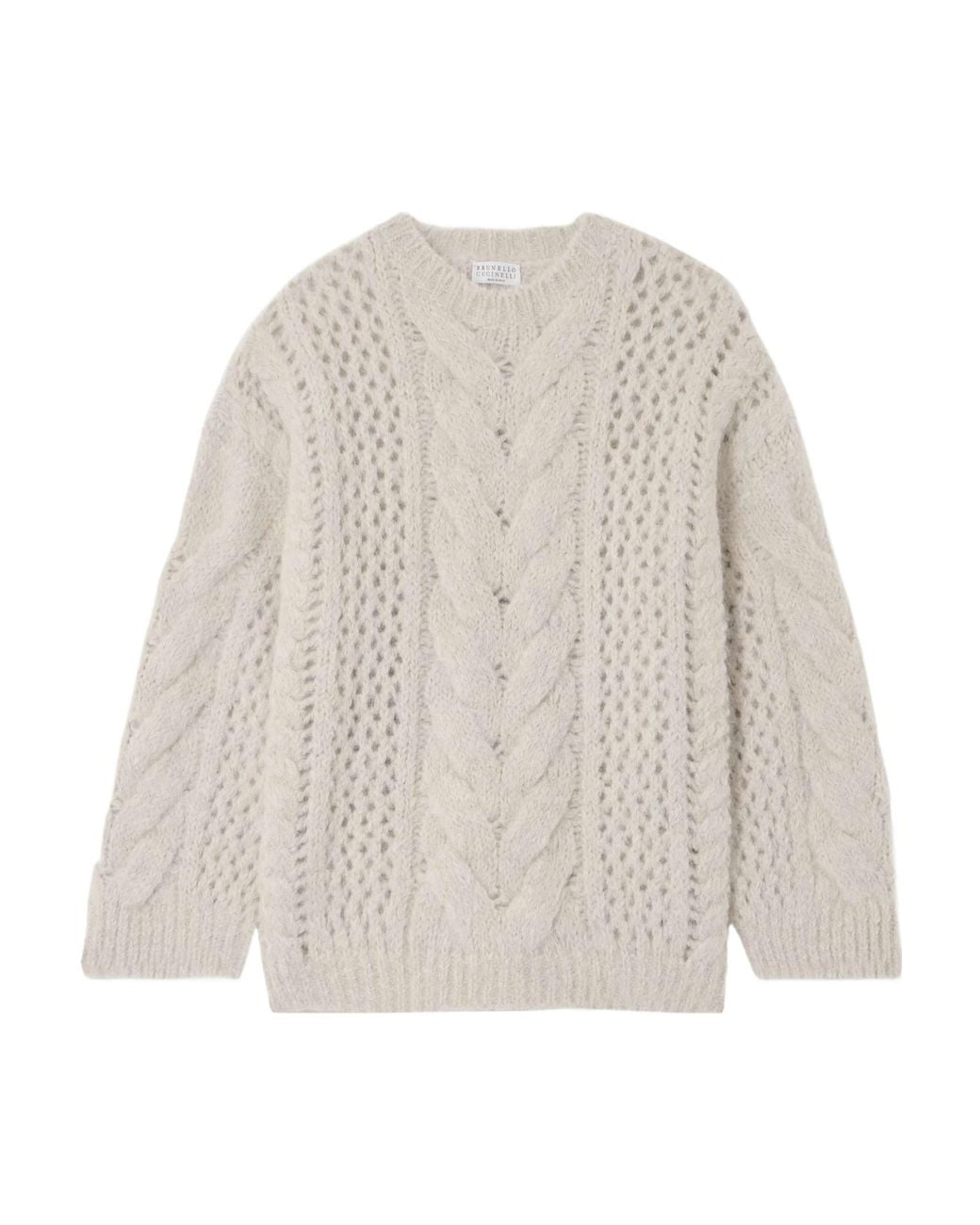 Brunello Cucinelli White Chunky-Knit Crewneck Jumper